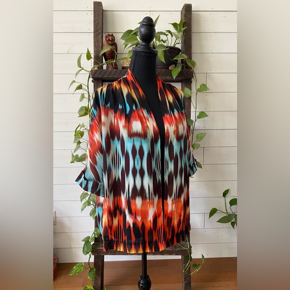 A new day: Vibrant Multicolor Open Front Kimono - Picture 11 of 17